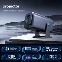 Projector HY500Max Smart Projector Full HD 1080P Wifi, Bluetooth, 4K Android 13 TV Box inside Projector With Remote, YouTube, Free Tv App